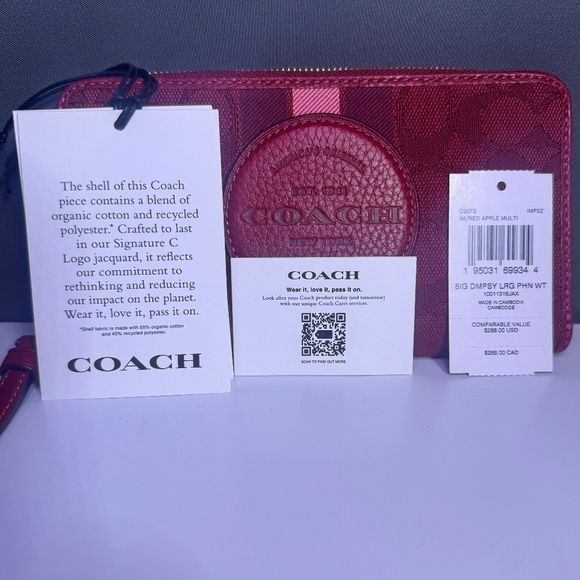 Coach Signature Dempsey Large Phone Wallet – Red Apple Multi - Picture 4 of 4
